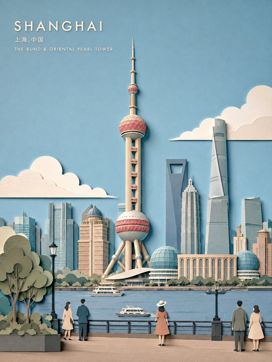 Papercut Travel Poster Illustration