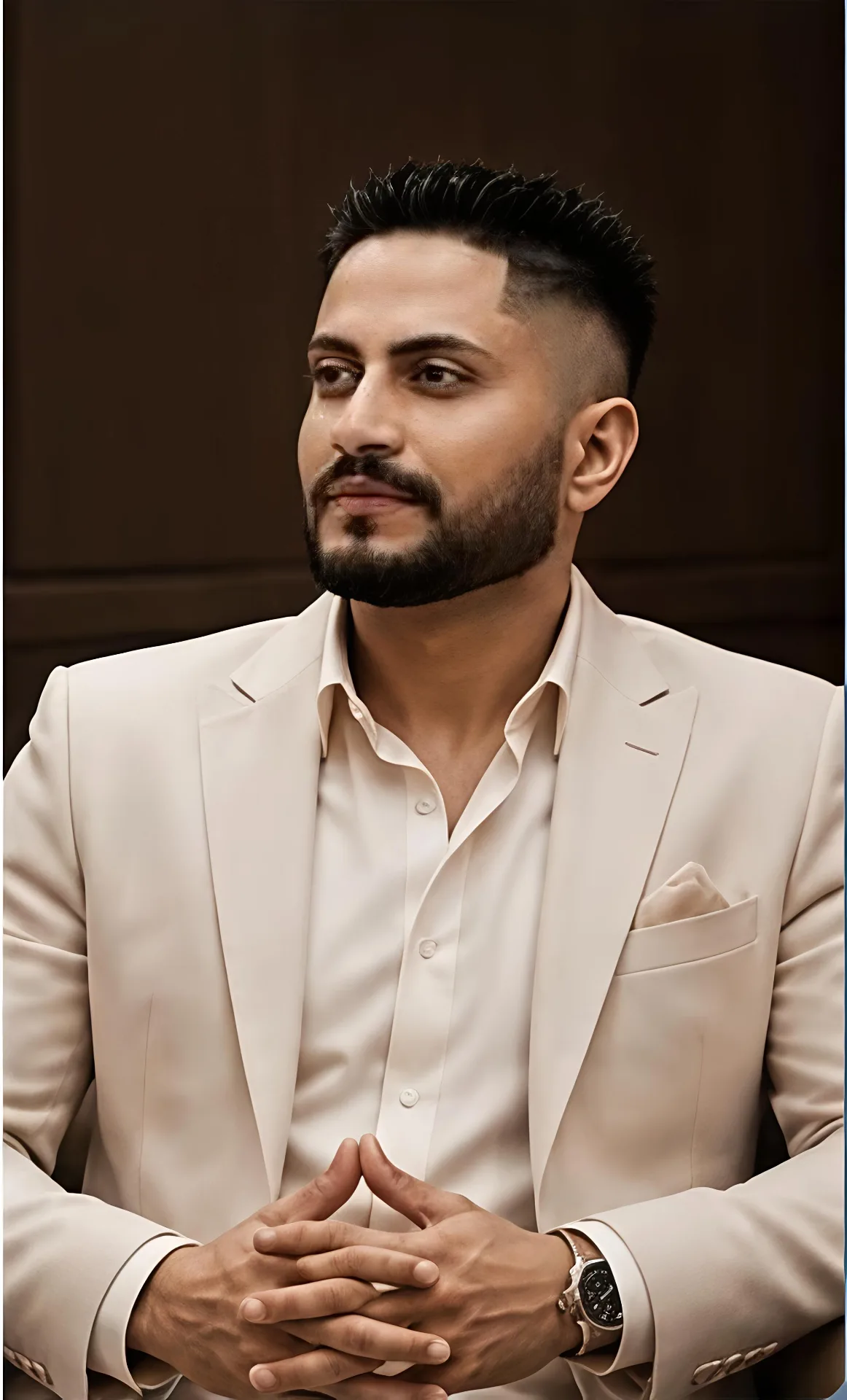 Create a photorealistic cinematic portrait of a confident young man, natural facial features, stylish modern outfit, soft dramatic