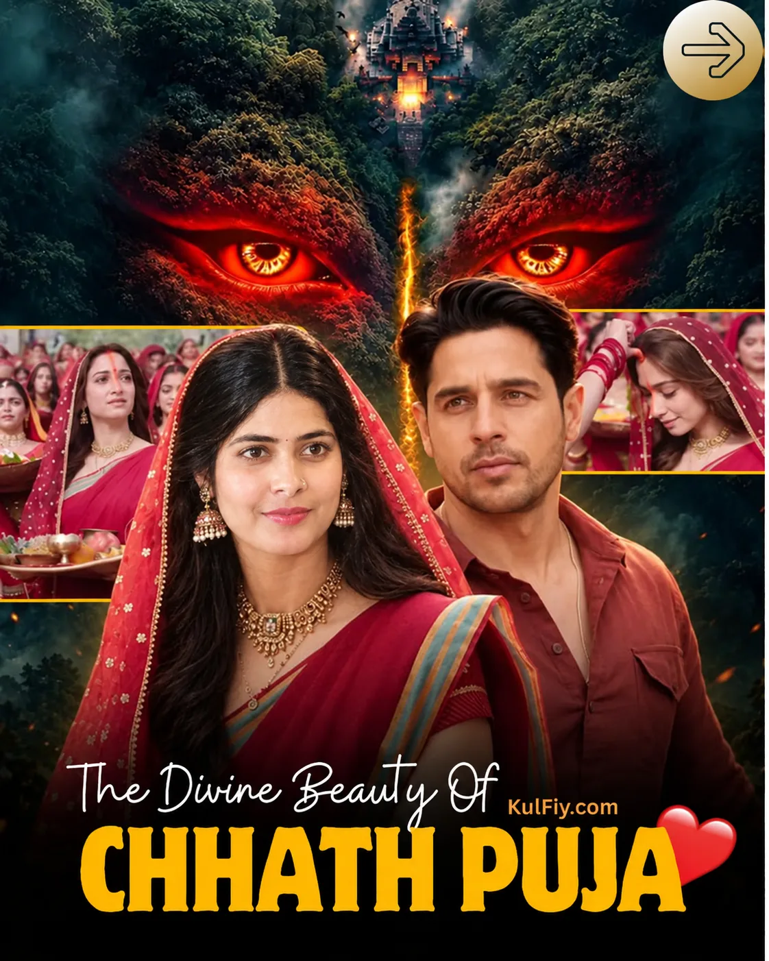 Create a premium cinematic Indian festival movie poster based on the uploaded reference image.