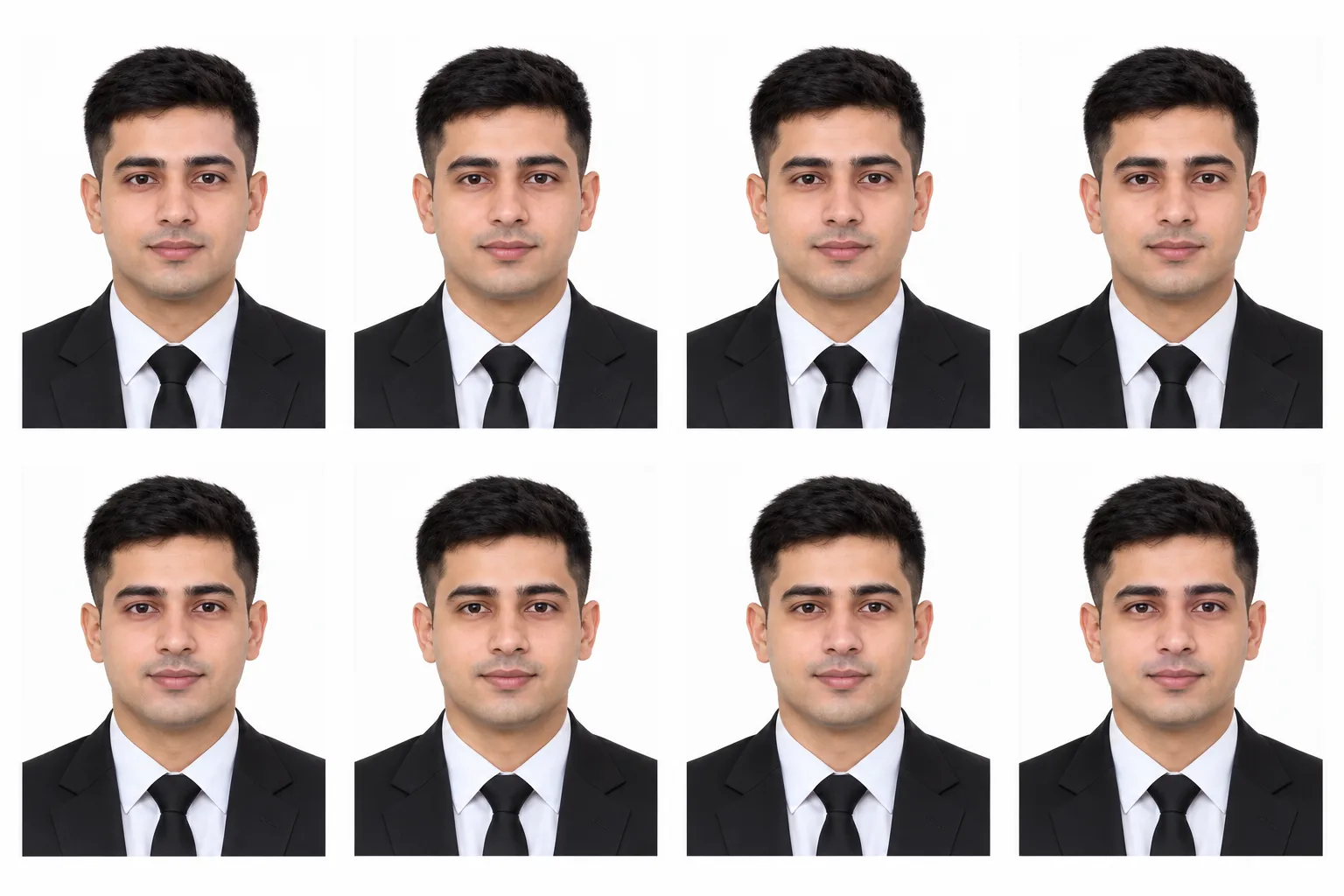 Use the uploaded image as the composition and passport-photo layout reference.