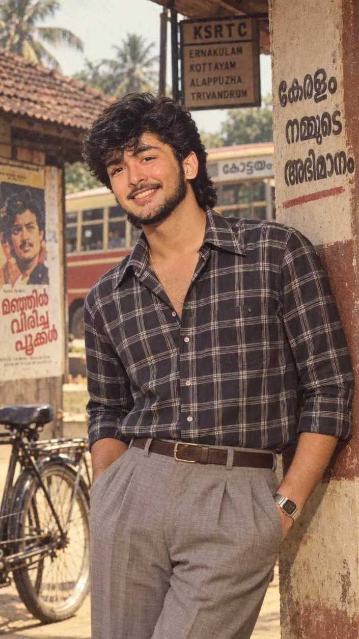Create a photorealistic 1980s Indian retro portrait using the uploaded photo as the identity reference.