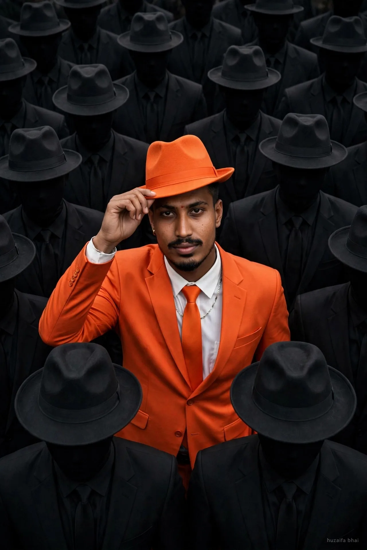 Bold Cinematic Editorial Photograph Of A Young South Asian Man In His Late 20s, With Short Thick Black Hair Neatly Styled, Well-Groomed