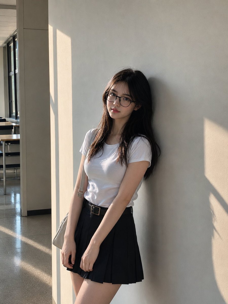 Created with GPT Image 2.0 on ChatGPT Prompt: Ultra-photorealistic candid portrait of a young East Asian woman standing against a clean