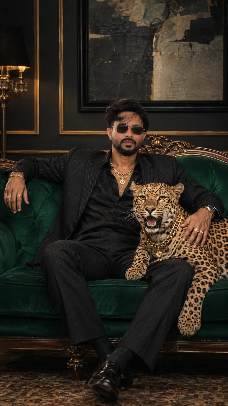 Create an ultra-photorealistic, high-end cinematic vertical 9:16 full-body luxury fashion photograph, closely recreating the uploaded