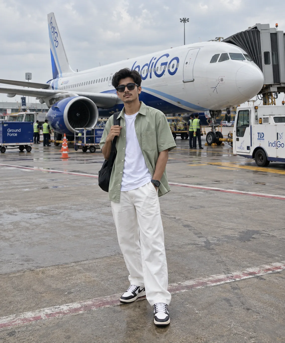 Create a highly realistic, ultra-detailed cinematic full-body photograph of the young Indian man shown in the reference image, standing