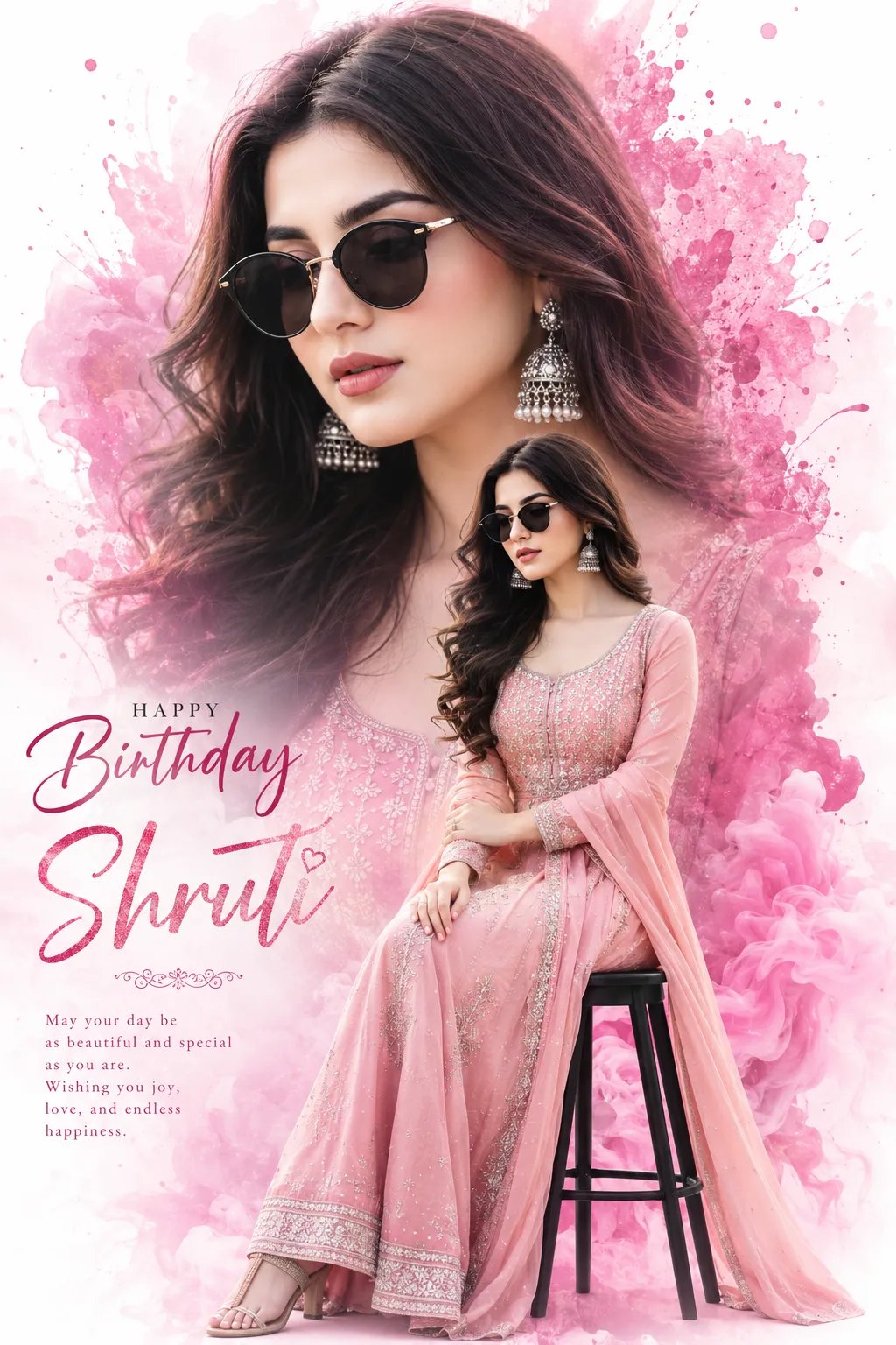 "Create a high-quality, professional birthday poster of Indian woman soniya.