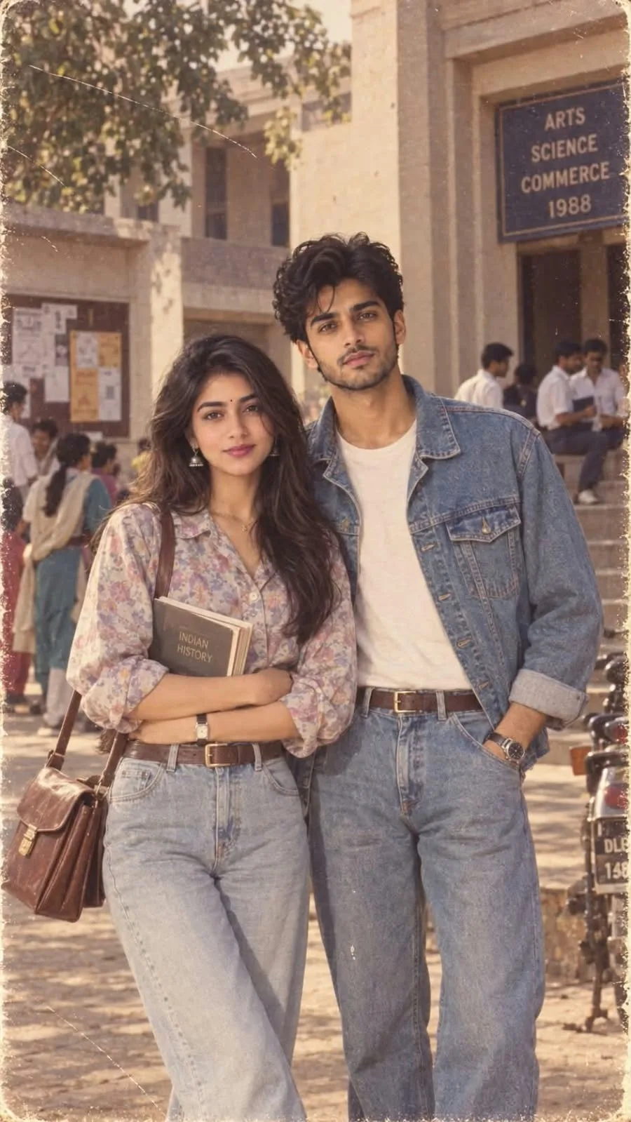 1980s prompt ✨✨ Use the uploaded photo and recreate the same person as if photographed in India in the late 1980s.