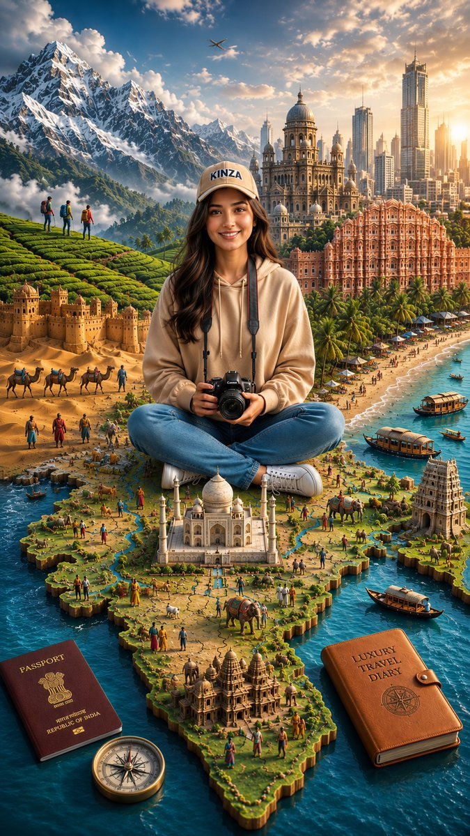 GPT Image 2.0 On @ChatGPTapp A highly detailed 3D miniature travel diorama of India shaped as a realistic raised map, surrounded by
