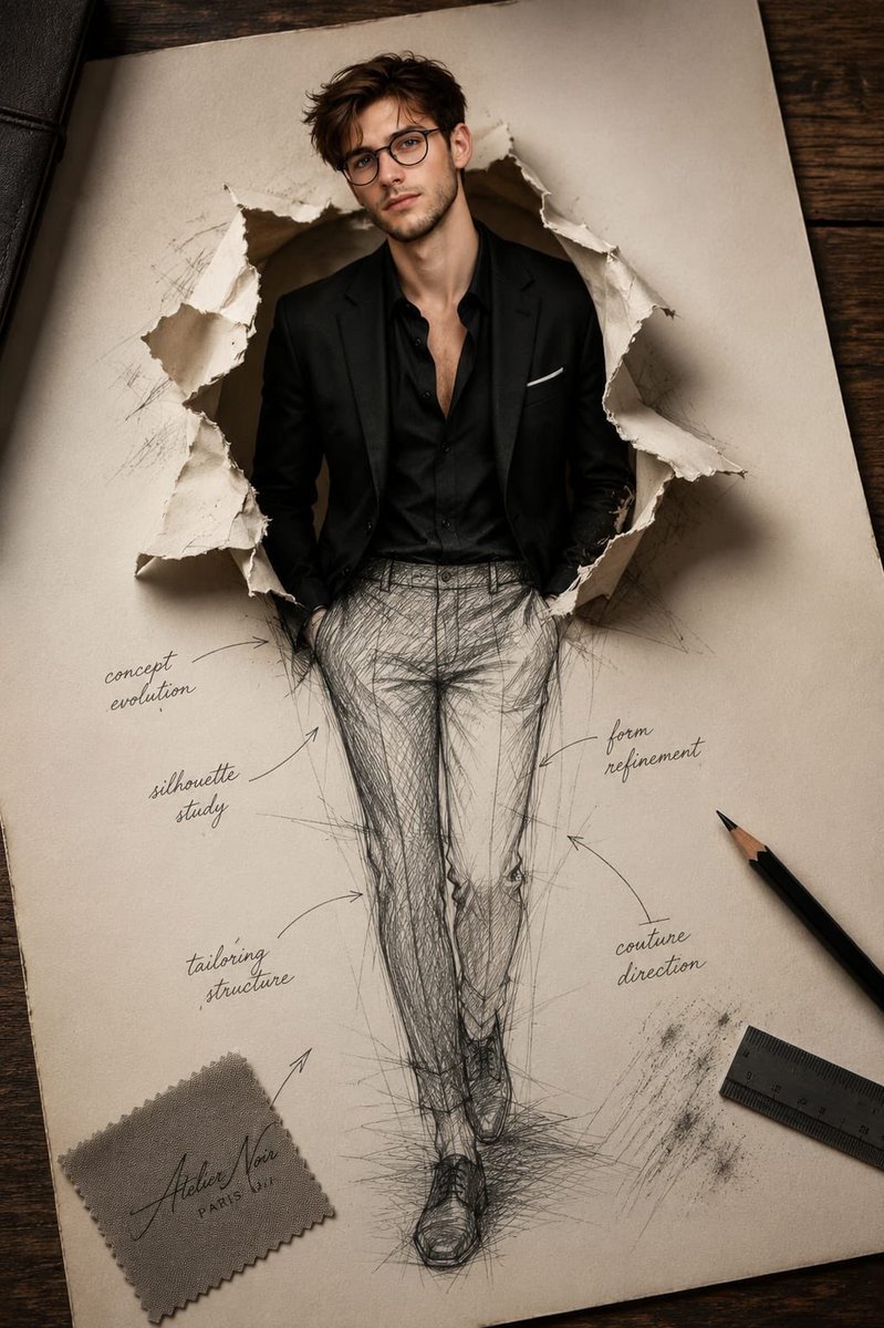 Gpt image 2.0 on chatGPT Prompt: Ultra-realistic high-fashion concept art portrait featuring a sophisticated male model emerging
