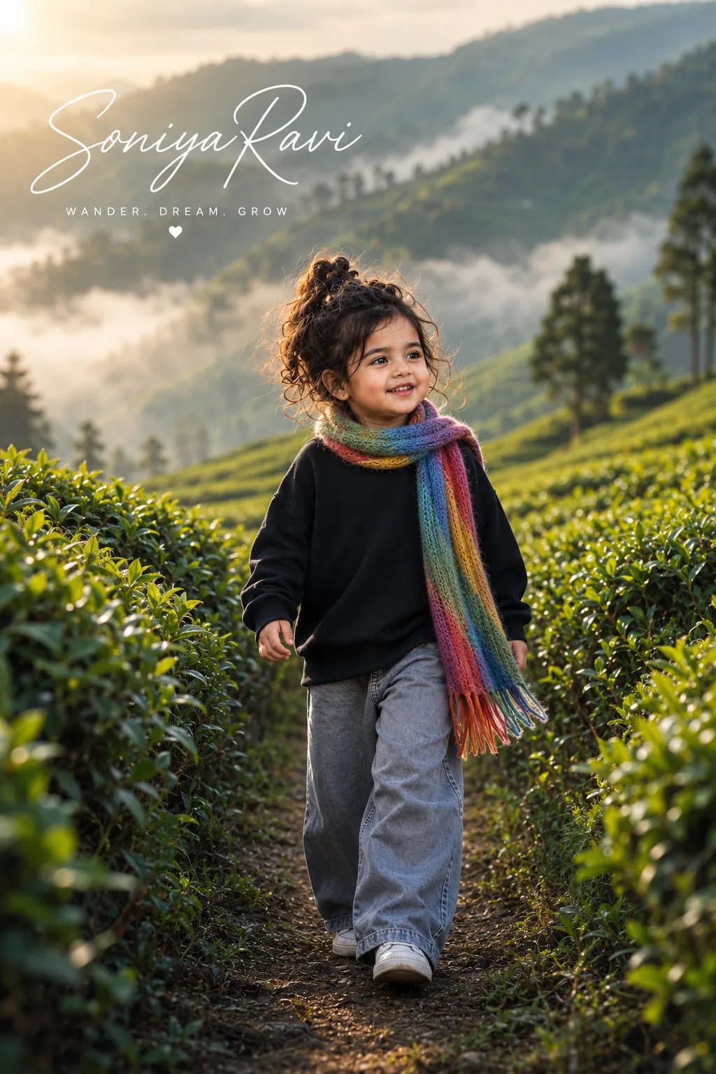 @chatgpt_prompt.ai @chatgptricks yper-realistic 8K ultra HD, 4:6 vertical cinematic travel poster, Indian baby girl curly messy bedhead