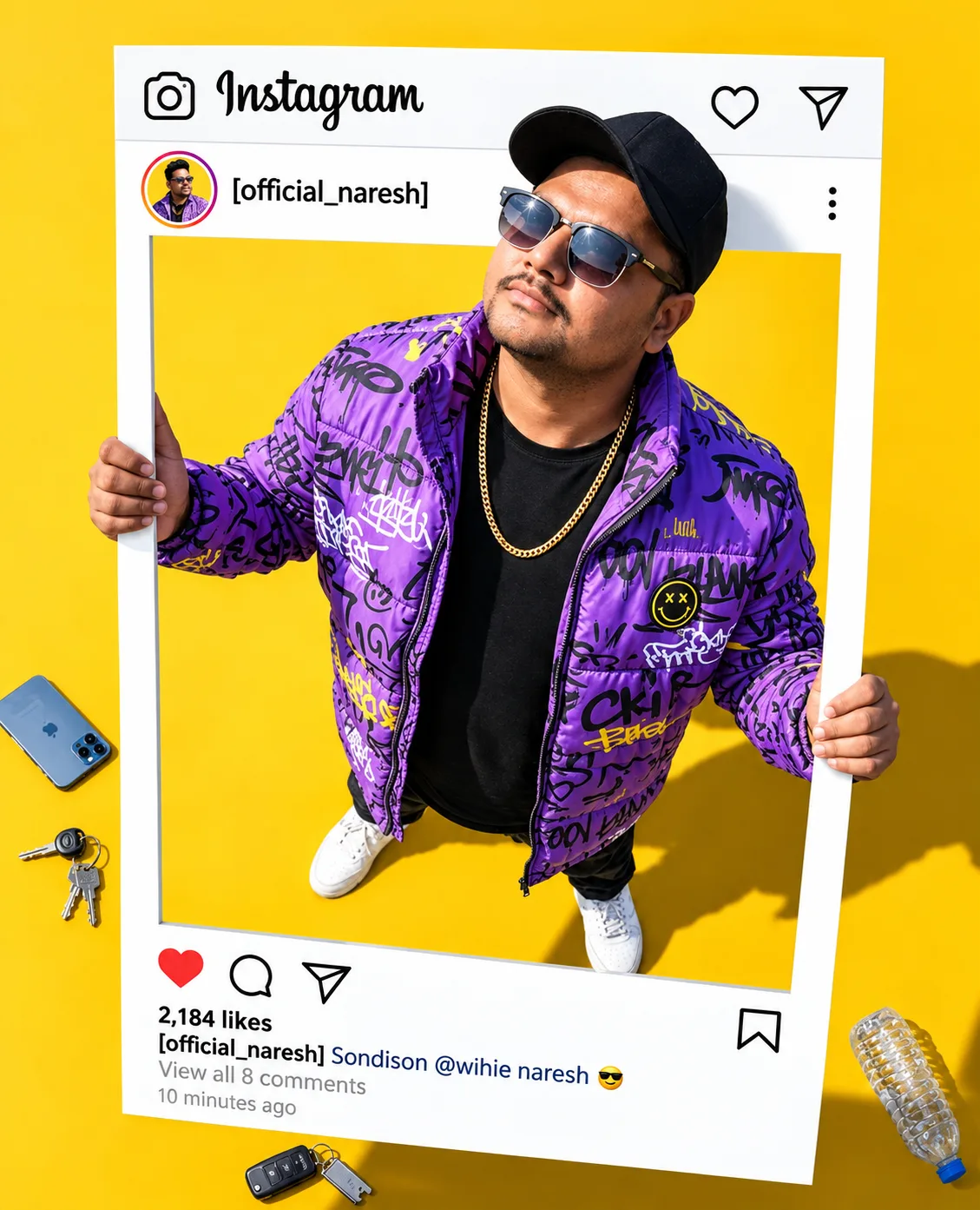 🎨 Title Name “Instagram Royal Vibe – Naresh” ✍️ Writing / Image Prompt > Create an ultra-realistic 4K/8K HD cinematic Instagram-style