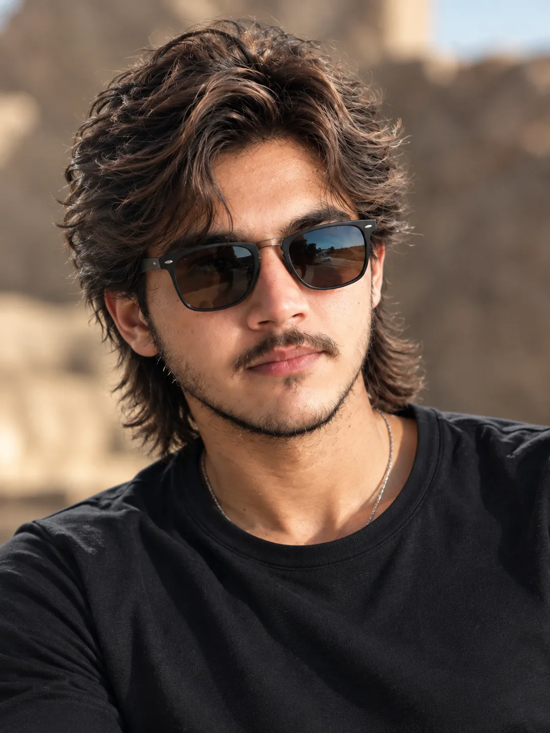 **Create an ultra-photorealistic, hyper-detailed close-up fashion portrait of the same young man from the reference image.