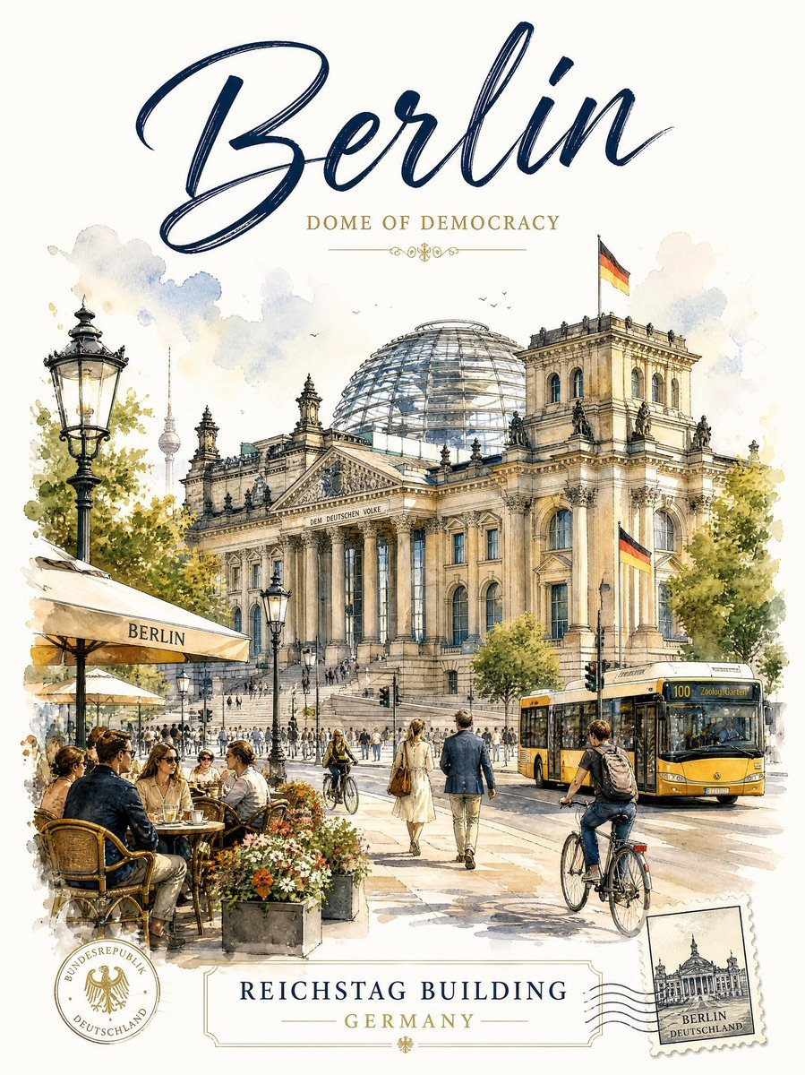 Vintage Watercolor Travel Poster