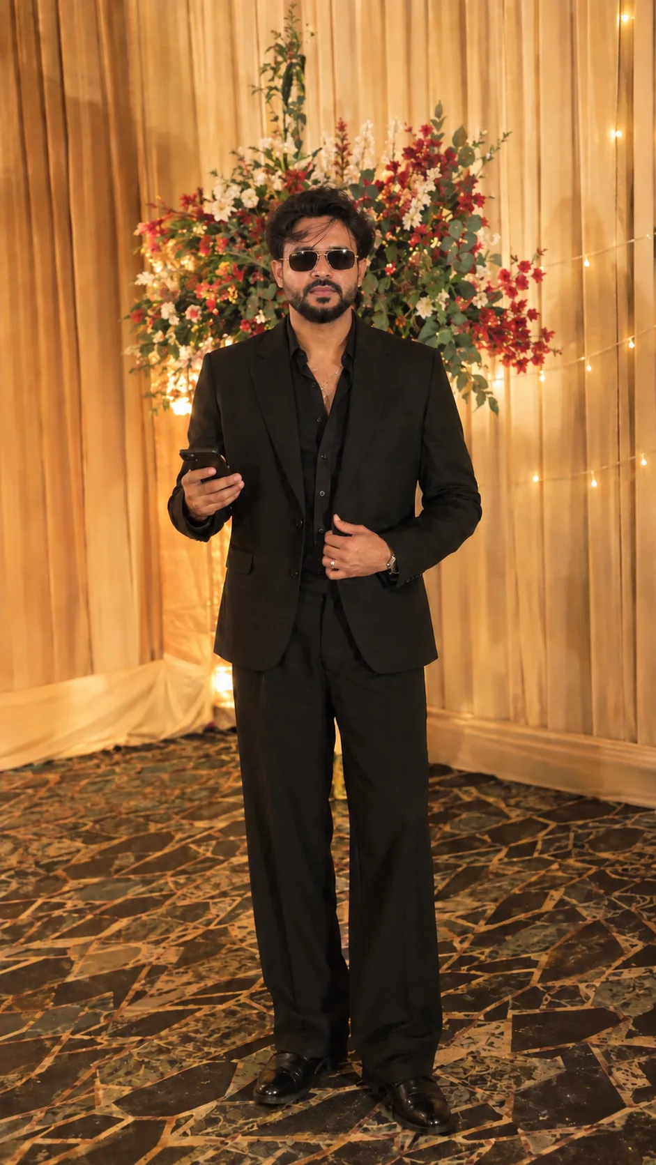 Create an ultra-photorealistic, high-end cinematic vertical 9:16 full-body luxury fashion photograph, closely recreating the uploaded
