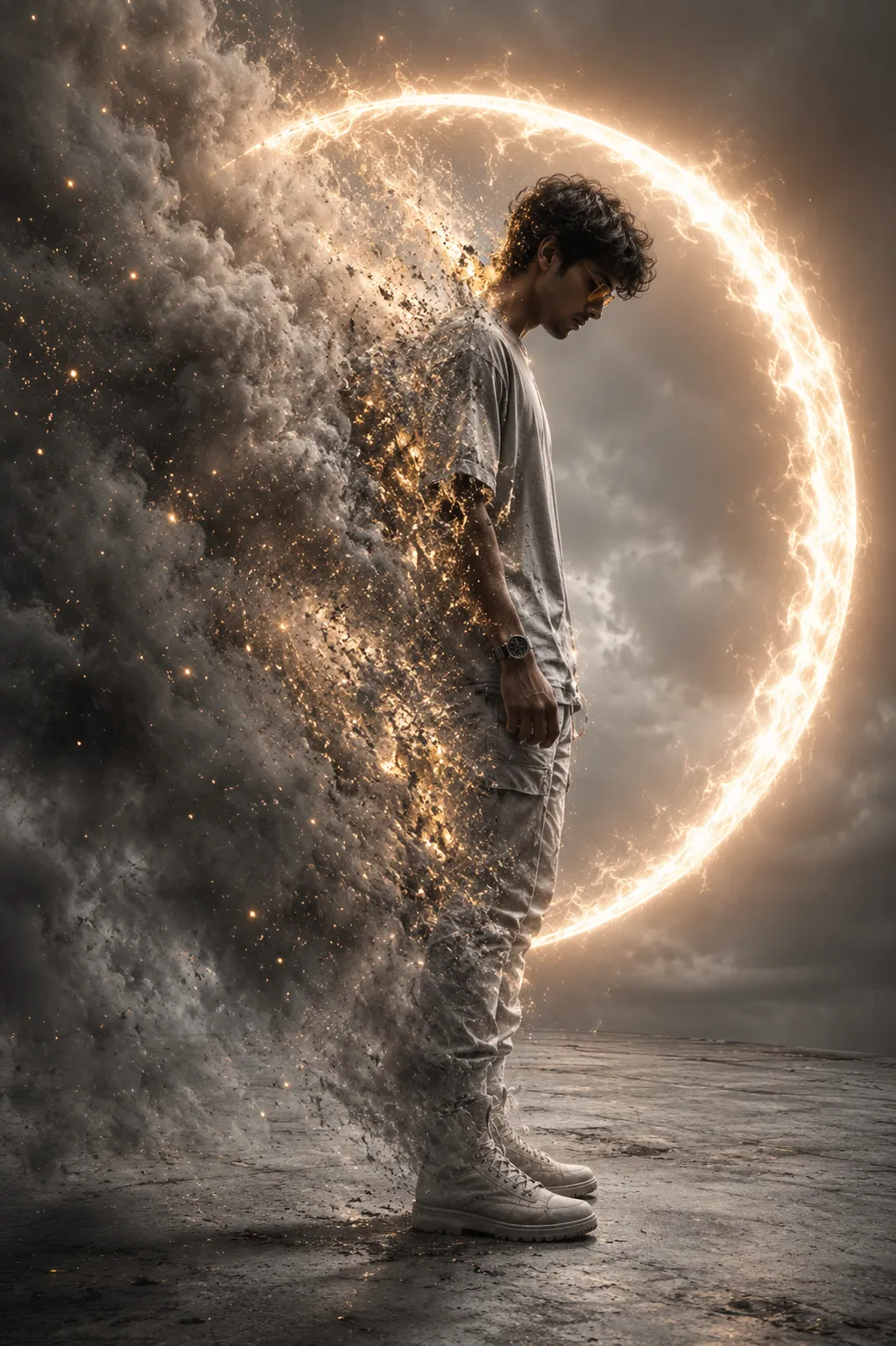 Create an ultra-realistic, cinematic 8K image with high-contrast dramatic lighting and a photo-real digital painting aesthetic-use face