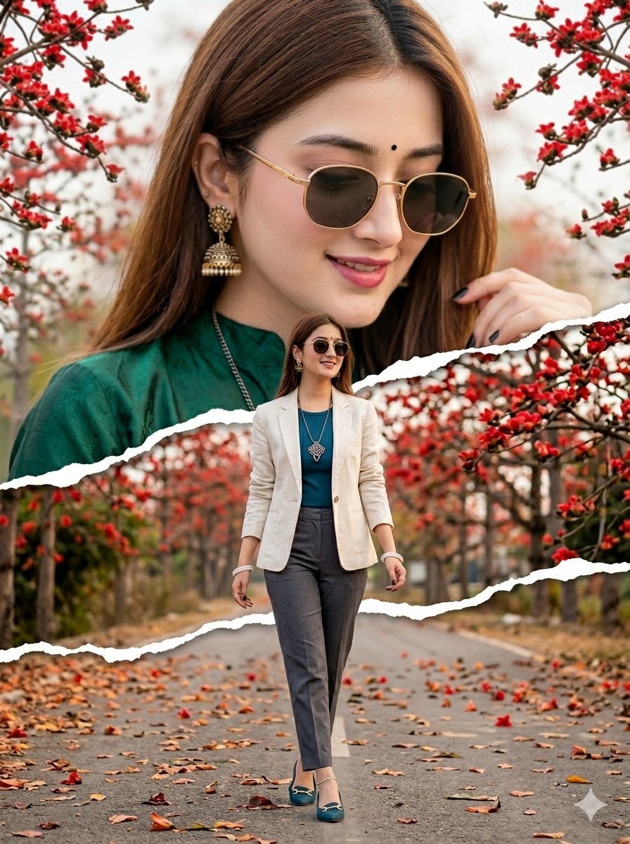 Image using on Gamini nano banana pro Prompt💬 Create a high-quality cinematic double exposure and paper-tear collage.