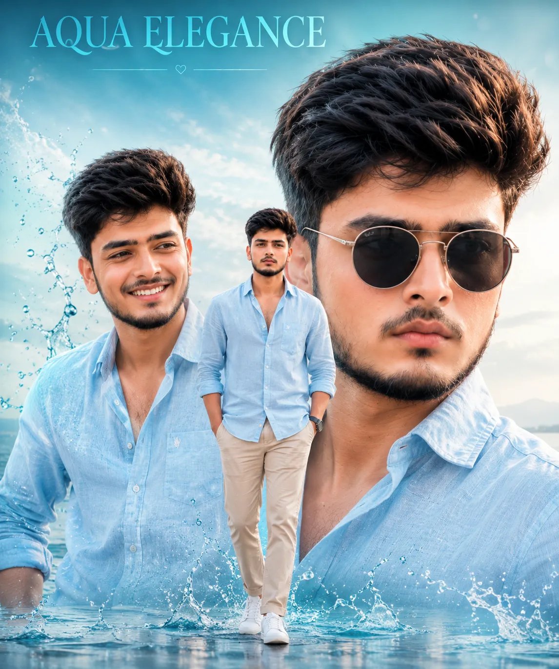 AQUA ELEGANCE🥰 Same face as uploaded image.