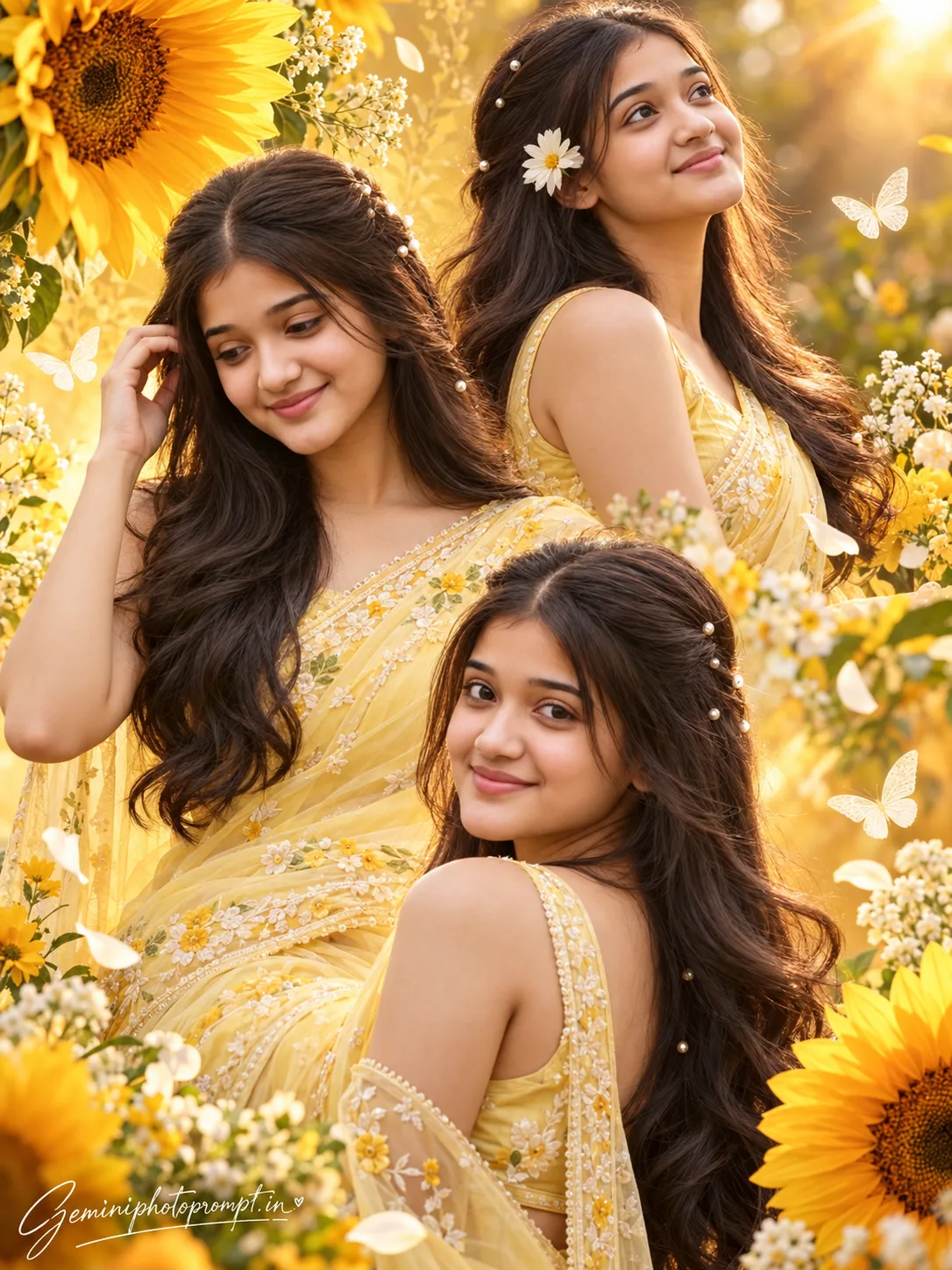 CREATE AN ULTRA-REALISTIC CINEMATIC 8K HDR AESTHETIC PORTRAIT COLLAGE OF THE EXACT SAME YOUNG SOUTH ASIAN WOMAN FROM THE UPLOADED REFERENCE