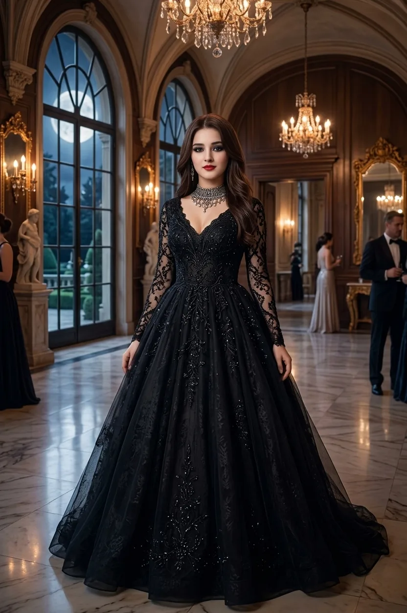 > **CONCEPT:** A luxurious, photorealistic full-length portrait photograph featuring the same woman from `image_106.png`, preserving her