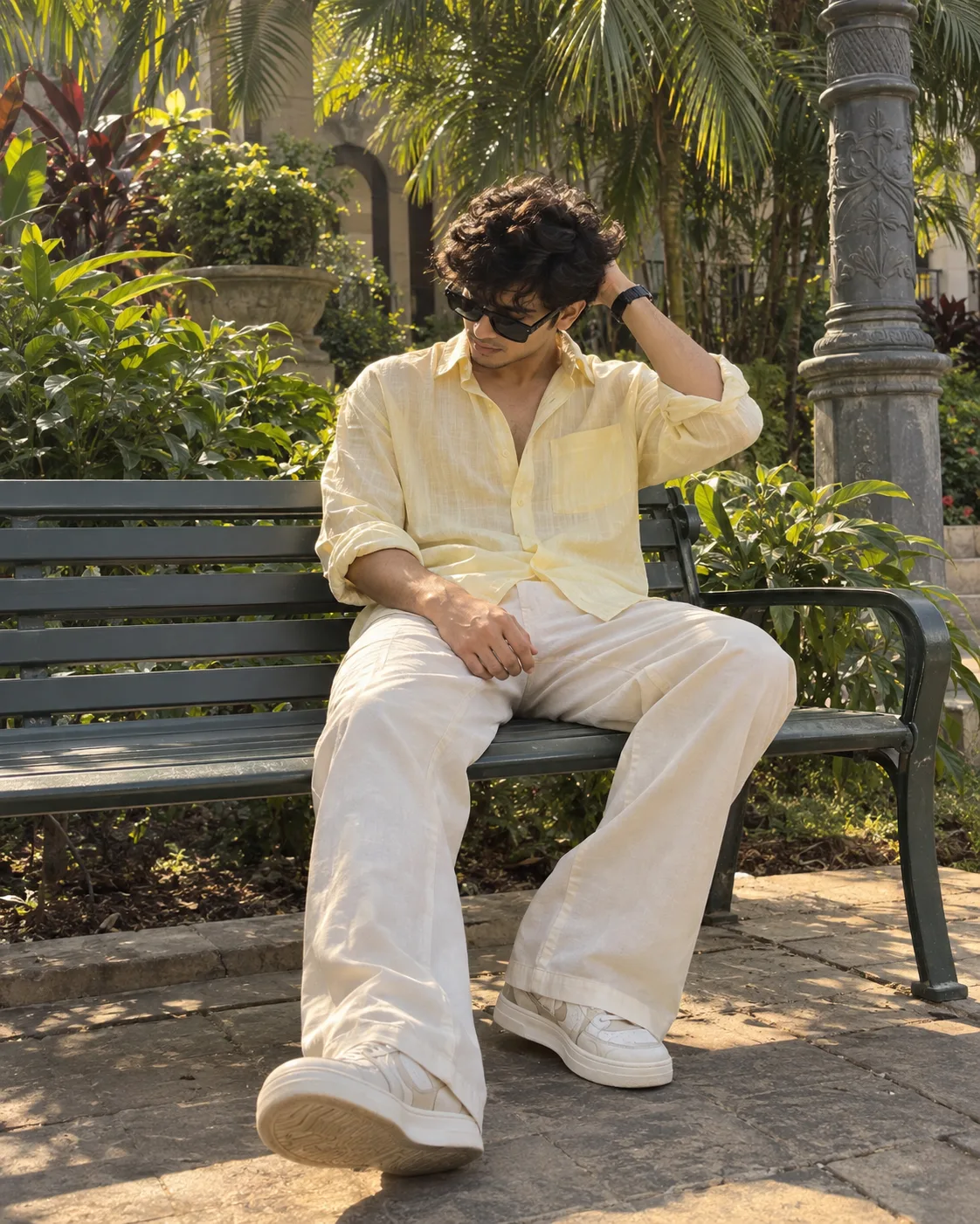 Create an ultra-realistic cinematic vertical 4:5 full-body fashion photograph of the same young South Asian Indian man from the provided