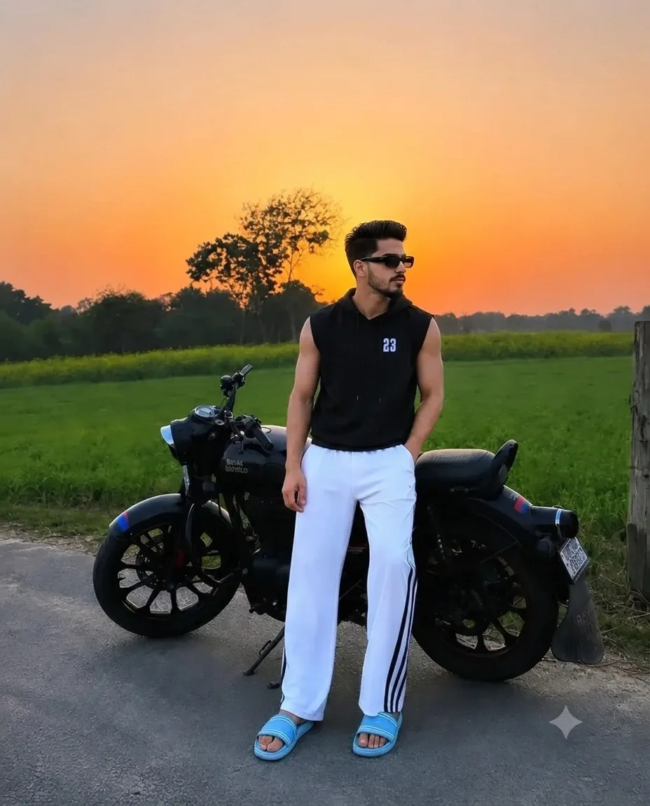 Transform the uploaded photo into this exact ultra-realistic cinematic golden-hour portrait while preserving the uploaded person's identity