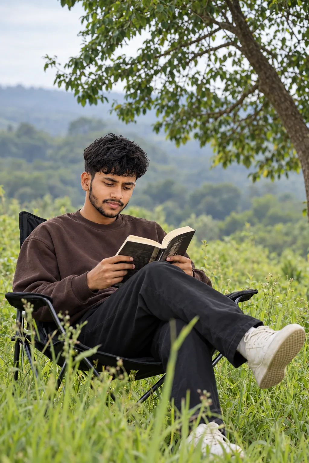 🌿 Meadow Reading — Photorealistic Scene