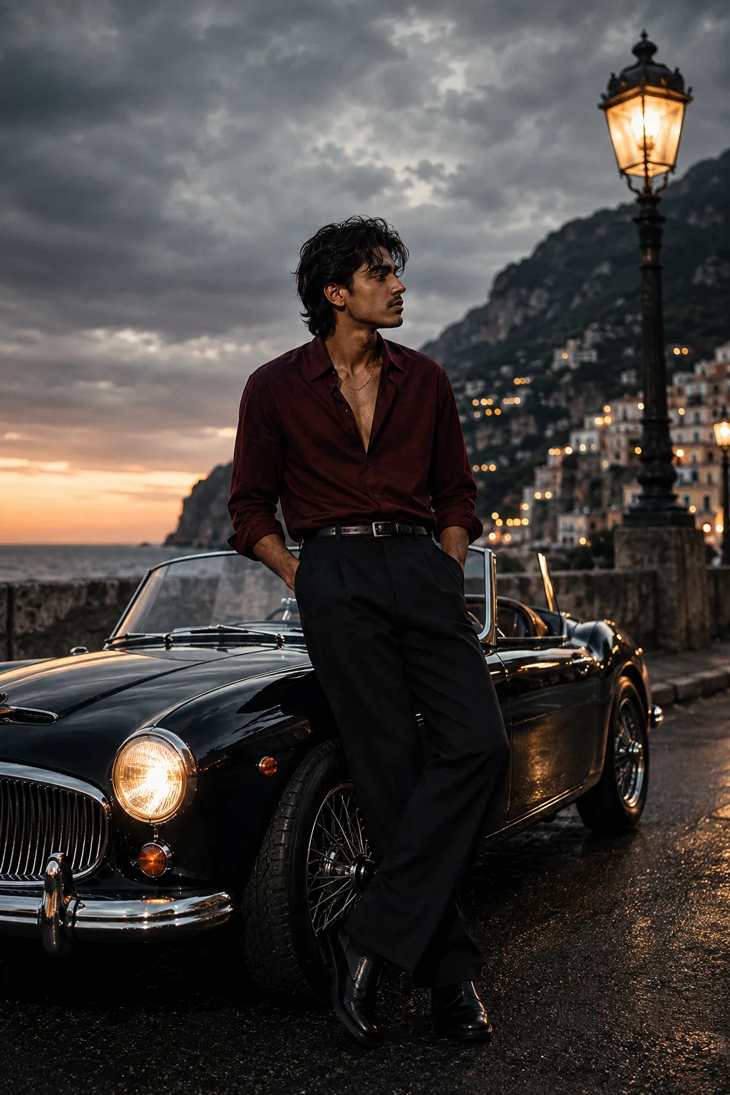 Create a highly photorealistic cinematic luxury fashion photograph, vertical portrait composition, approximately 2:3 aspect ratio, closely