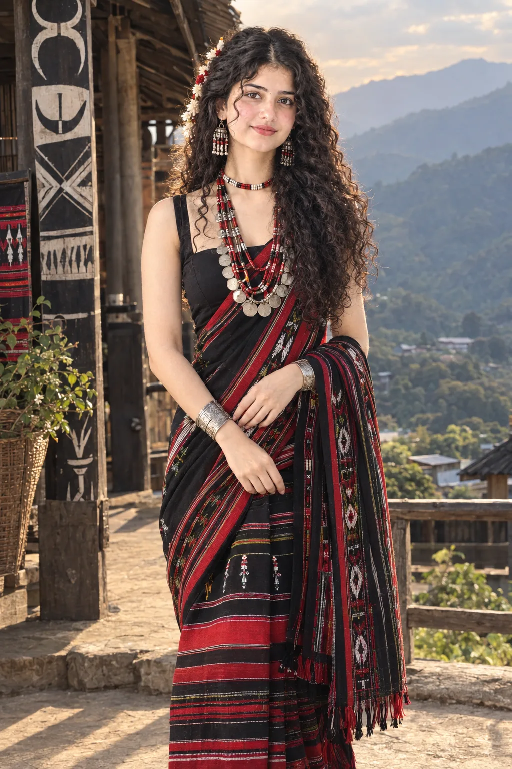 Create an ultra-photorealistic, premium Indian/Northeast Indian cultural fashion portrait of ME using my uploaded personal photograph as