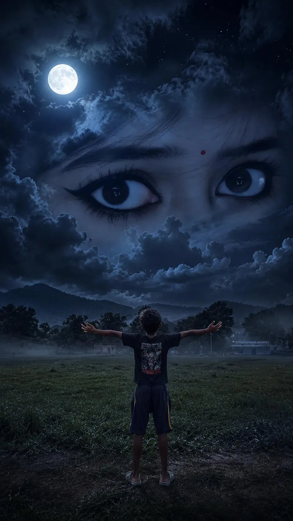 A cinematic, surreal composite photograph from a wide-angle, low perspective.