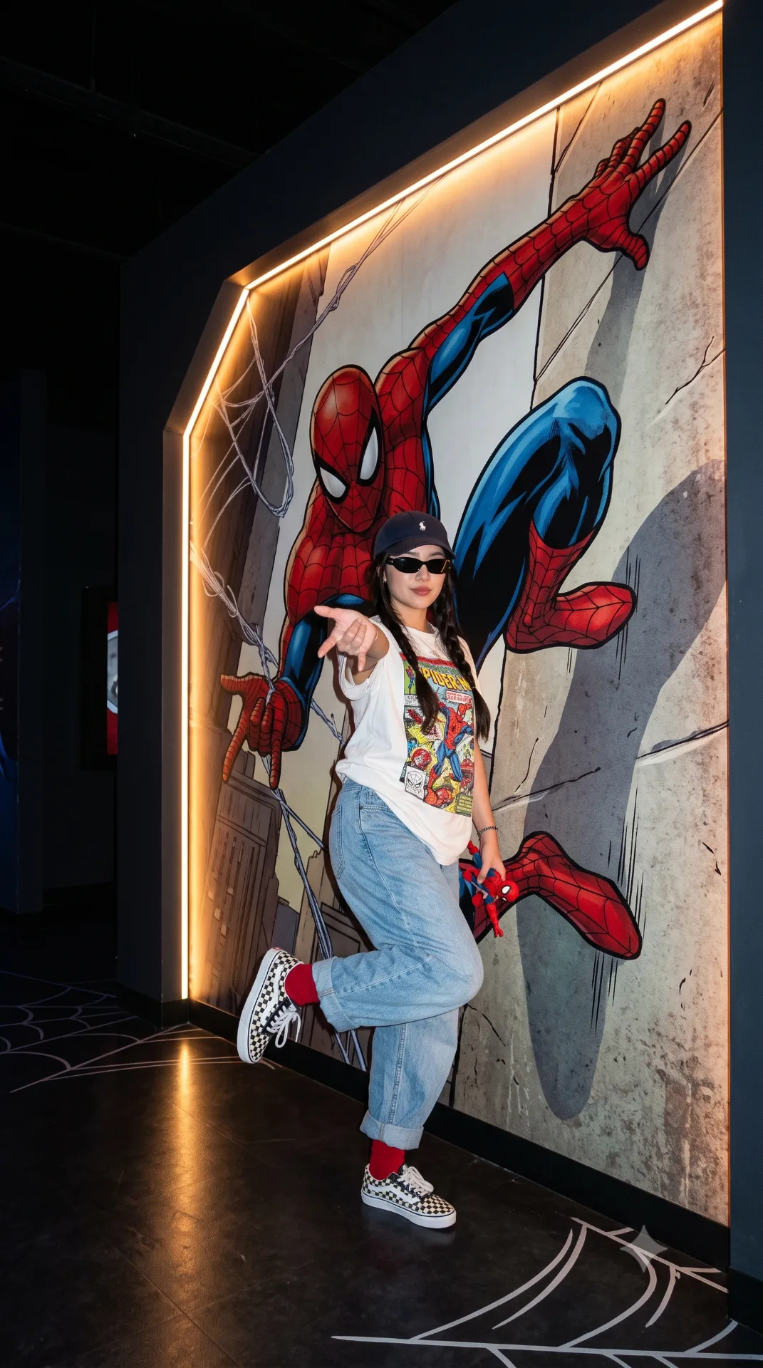 Visual Style: Ultra-photorealistic candid event photography × superhero exhibition aesthetic × Y2K streetwear × underground fashion