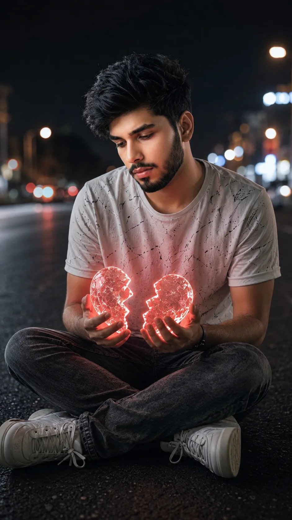 Sad man with broken heart