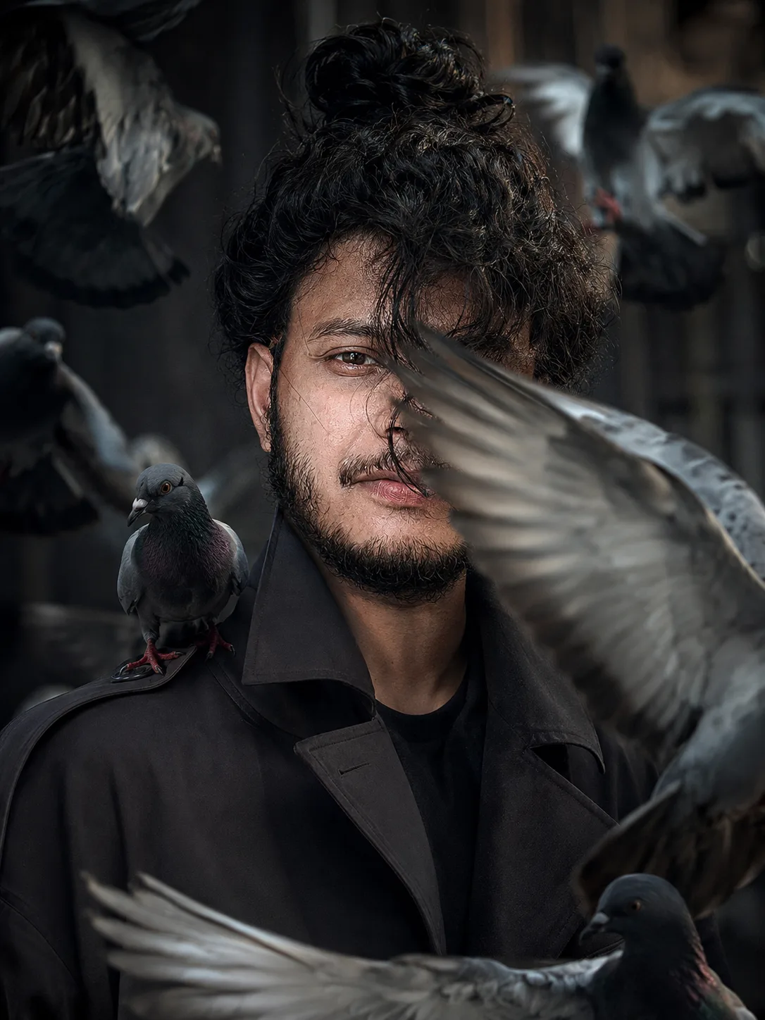 A hyper-detailed, cinematic portrait of a 26-year-old Indian man with a height of 5 feet 5 inches, featuring distinct facial features