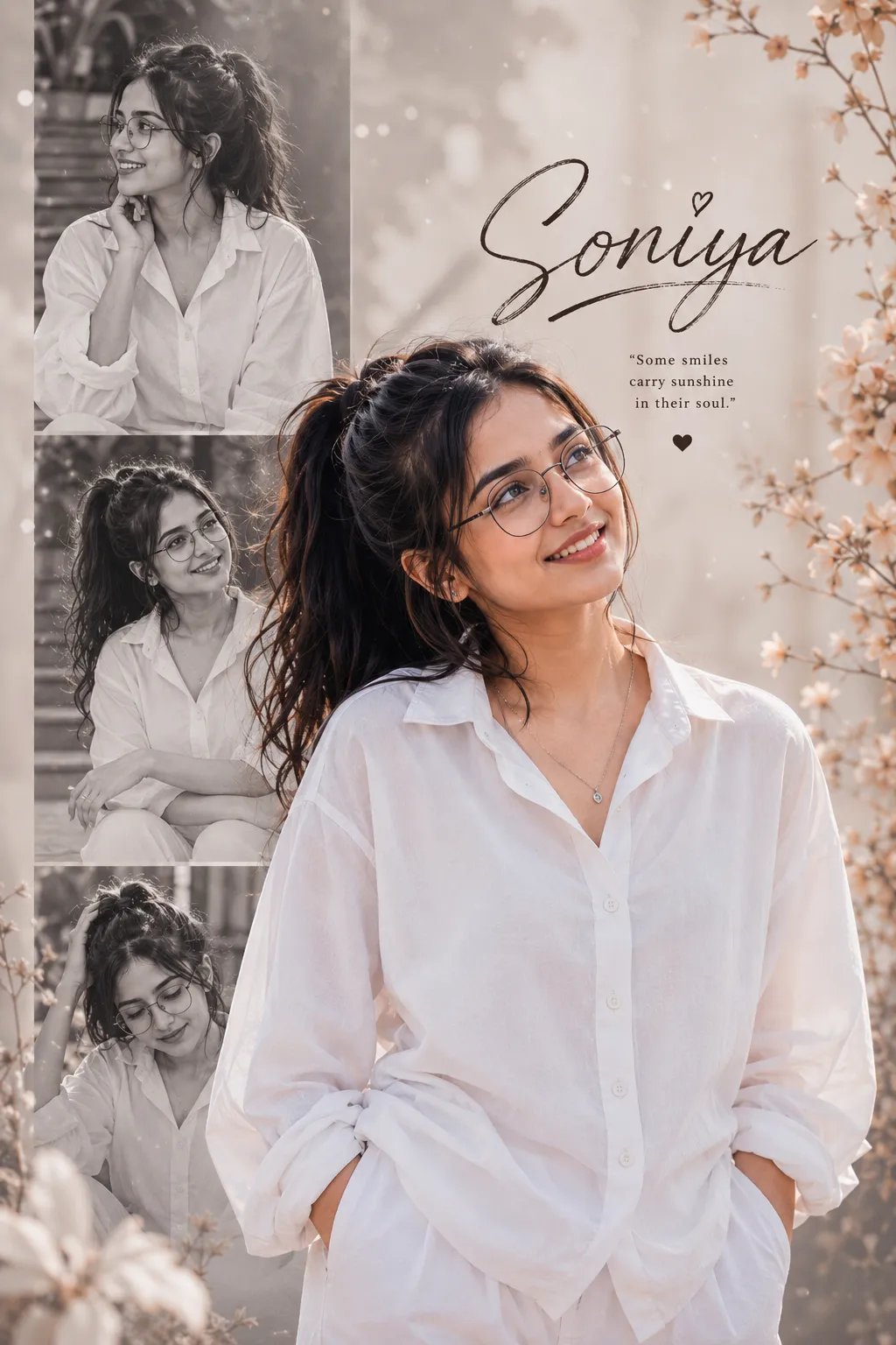 (◕‿◕)PRONT WITH SONIYA(◕‿◕)🙋🏻🙋🏻 A dreamy feminine collage portrait poster featuring a @_miss.s0niya_ handsome young girl with dark