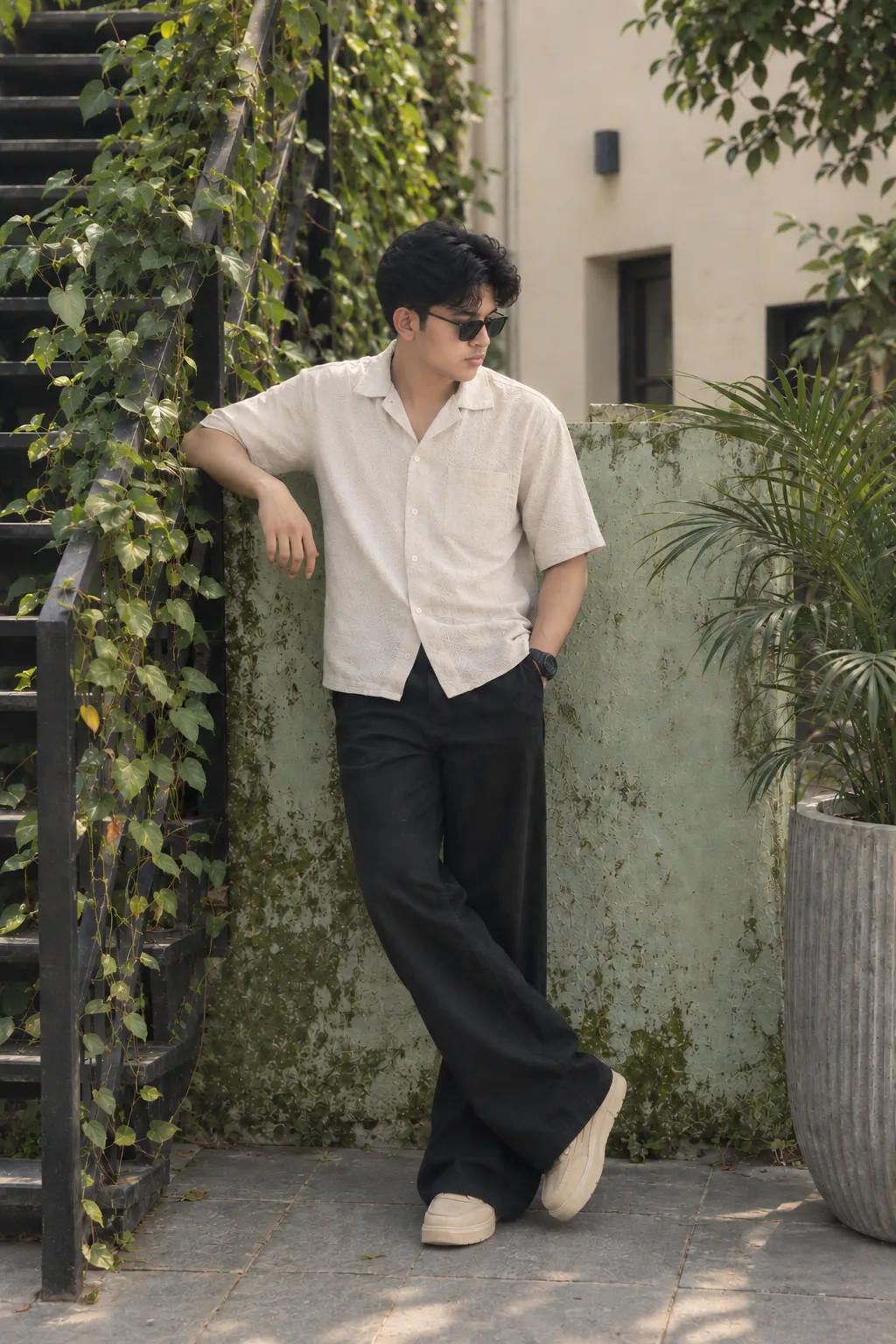 { "category": "portrait_creator", "category_reasoning": "The image features a single subject in a casual, styled outdoor environment
