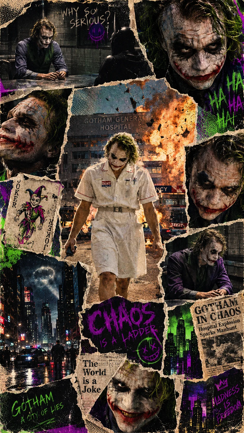 A retro vintage collage design of Heath Ledger as ...