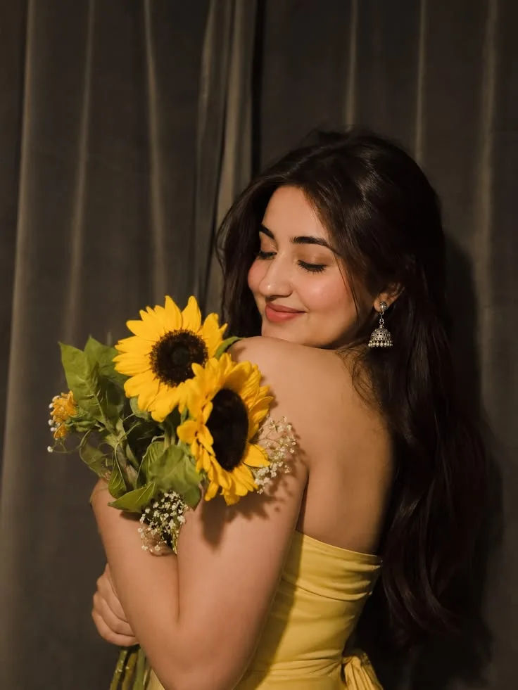 Create a highly realistic cinematic floral portrait based on the reference image.