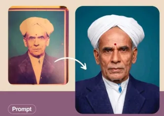 Restore and naturally colorize this old photograph into a fresh, high-quality modern color portrait while preserving the person’s identity