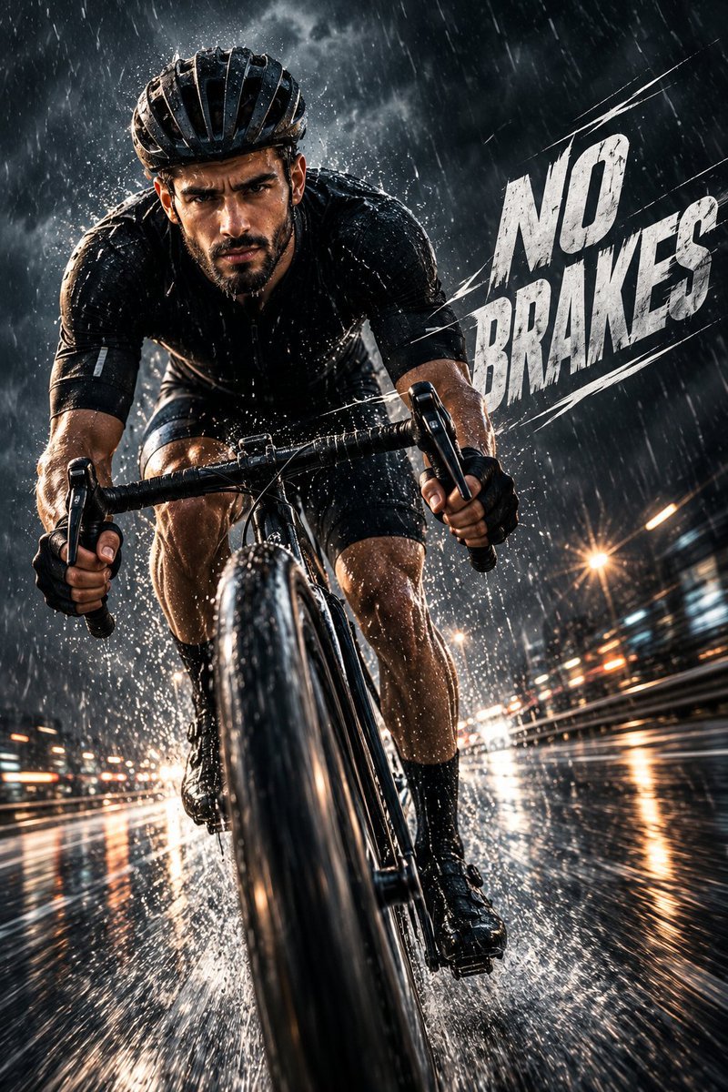 Cyclist in Heavy Rain