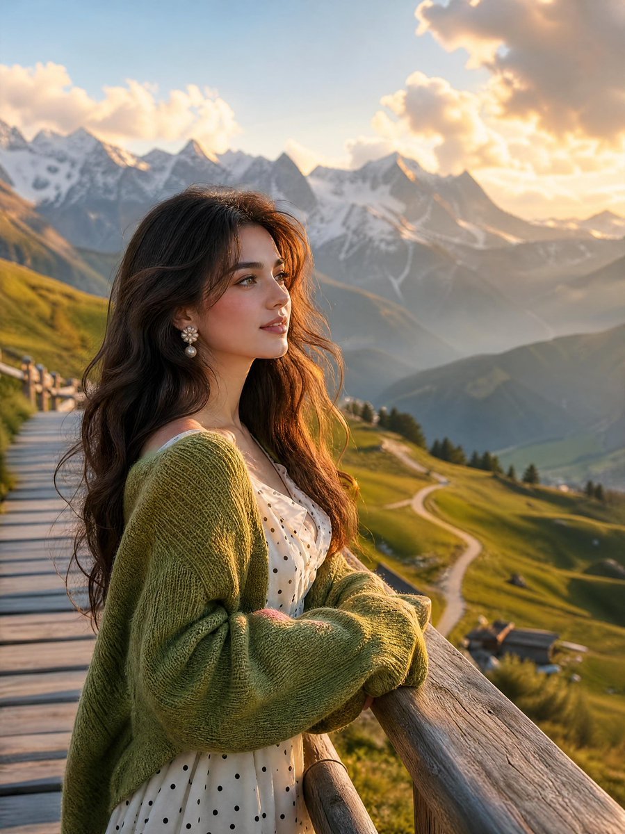 Cinematic Woman in Mountain Golden Hour