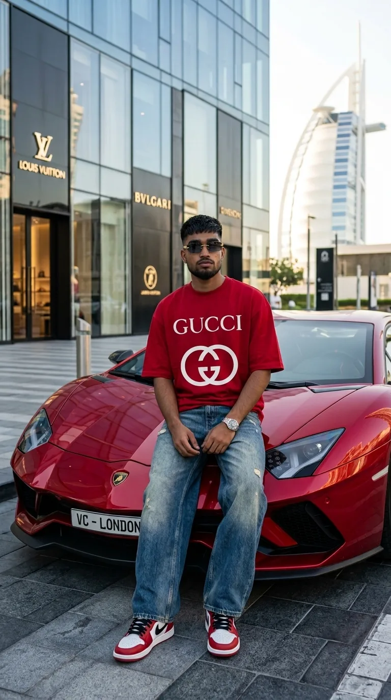 Photorealistic full-length outdoor portrait of the exact same young Indian man from the uploaded reference image, strictly preserving