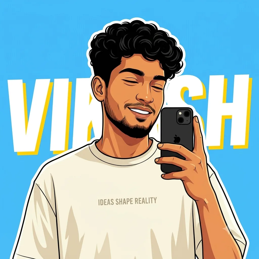 A vibrant 2D digital vector art portrait in a clean graphic illustration style with bold white outlines, faithfully reproducing the