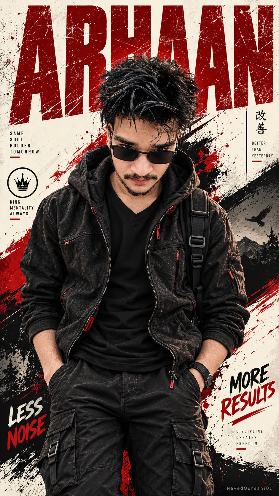 An ultra-realistic-meets-stylized digital illustration composite poster, perfectly replicating this exact bold graphic poster design.