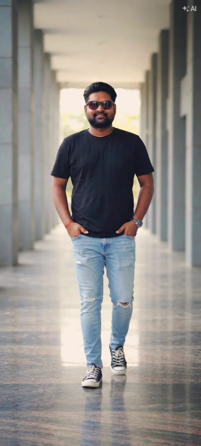 A photorealistic cinematic fashion photograph of a stylish young man walking confidently toward the camera down a modern architectural