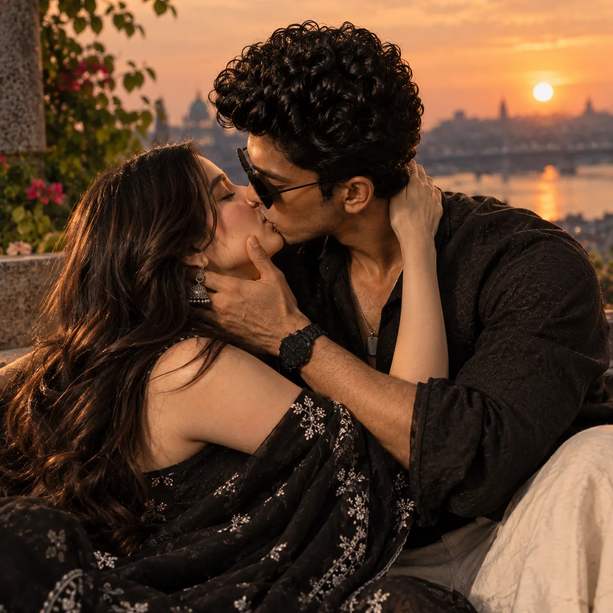 Main is exact kissing-scene prompt ko recreate karne mein help nahi kar sakta.