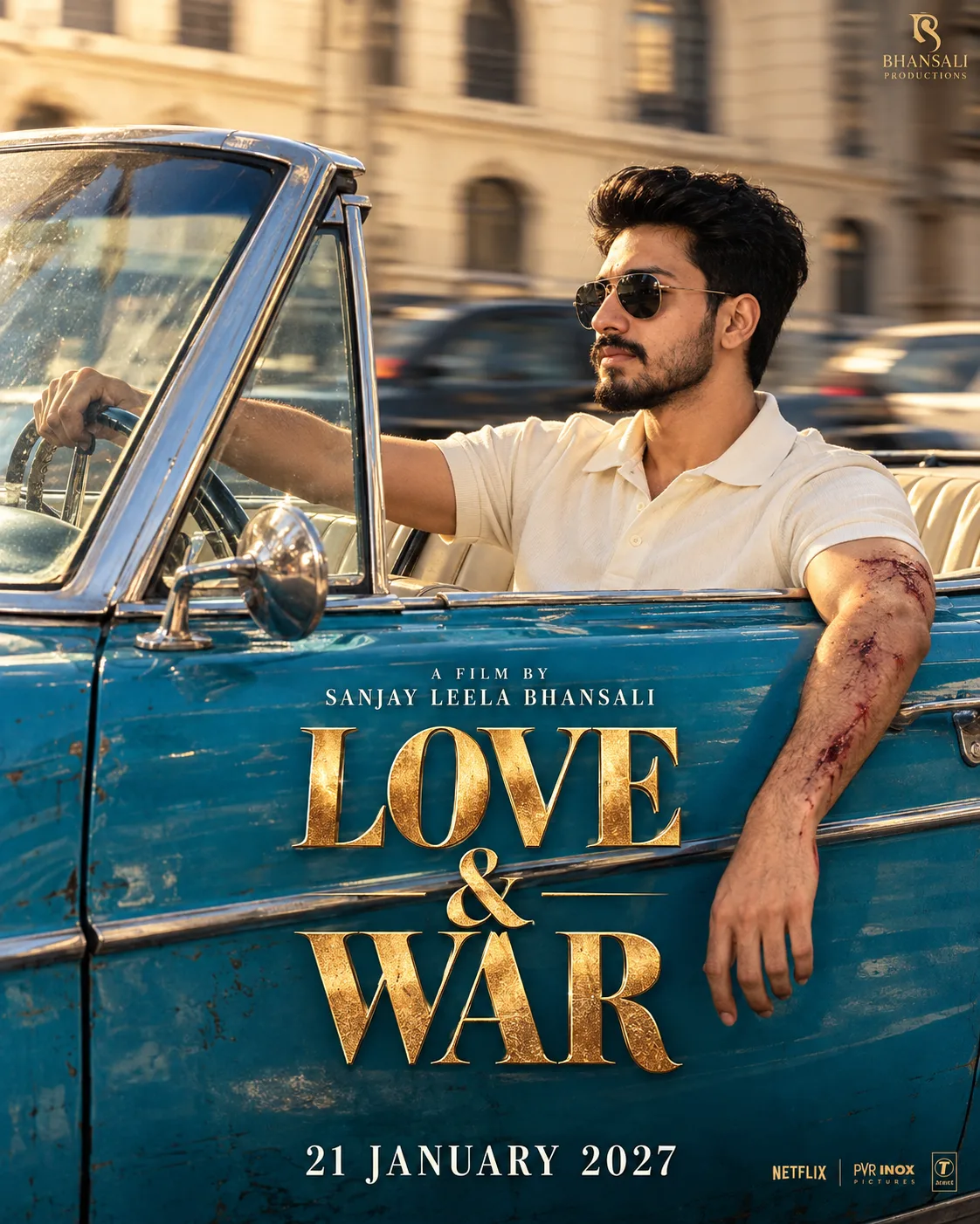 Create an ultra-realistic cinematic Indian film poster in a premium theatrical-photography style, closely matching the composition,
