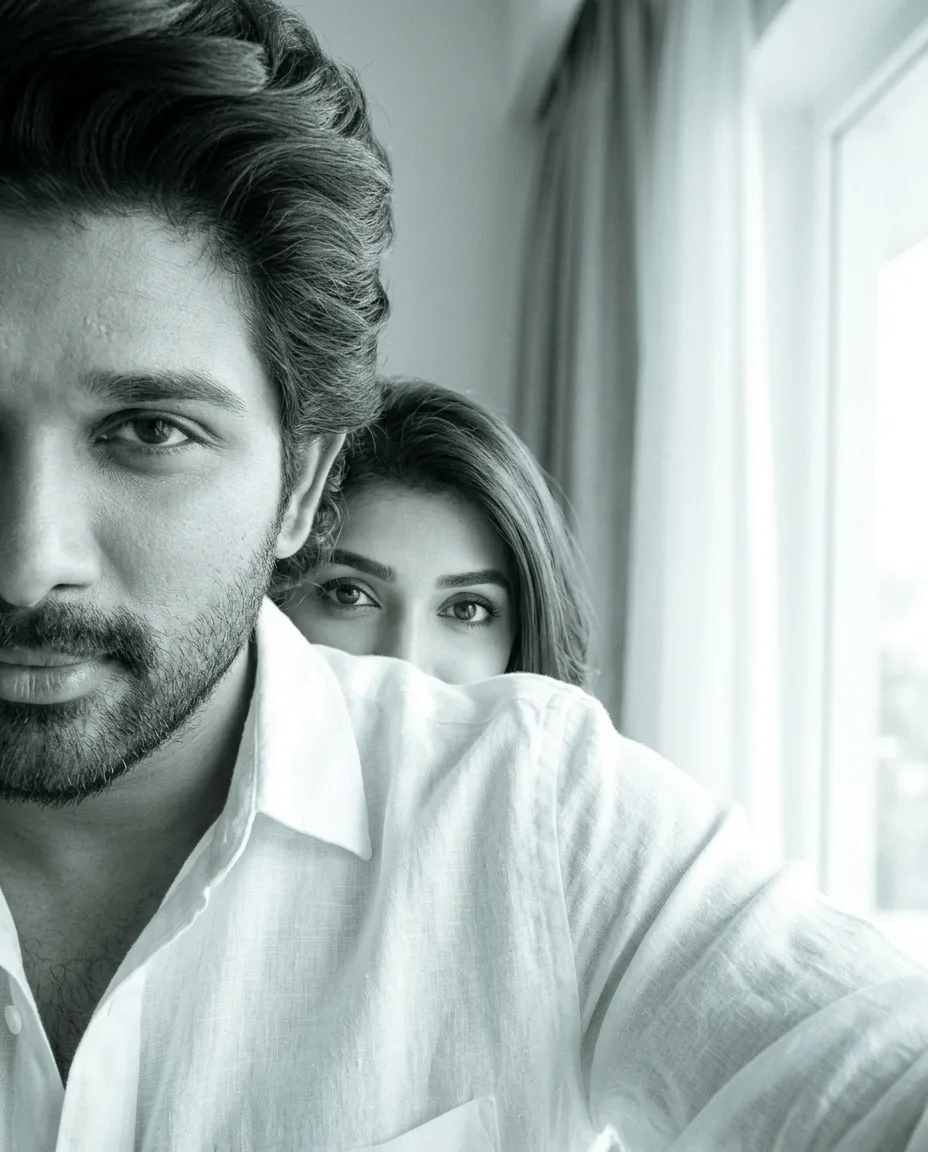 Create a cinematic, soft monochrome portrait based on the reference image.