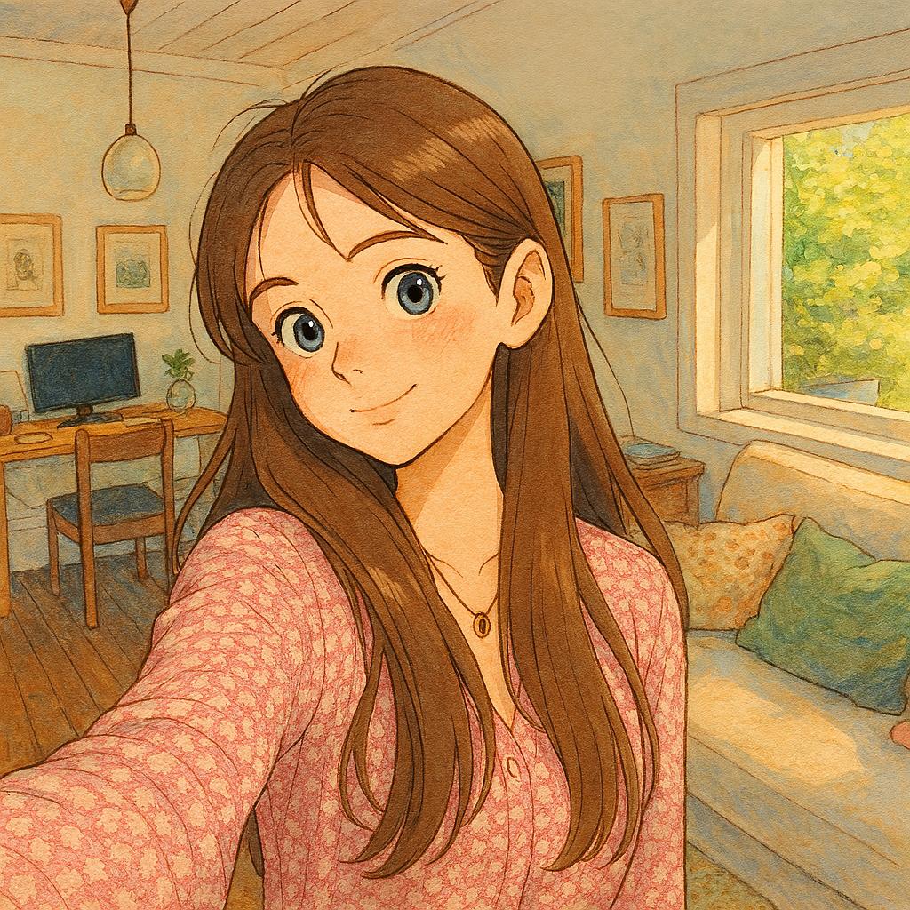 Transform the provided image into a Studio Ghibli–style high-resolution PNG illustration by analysing its composition and applying soft