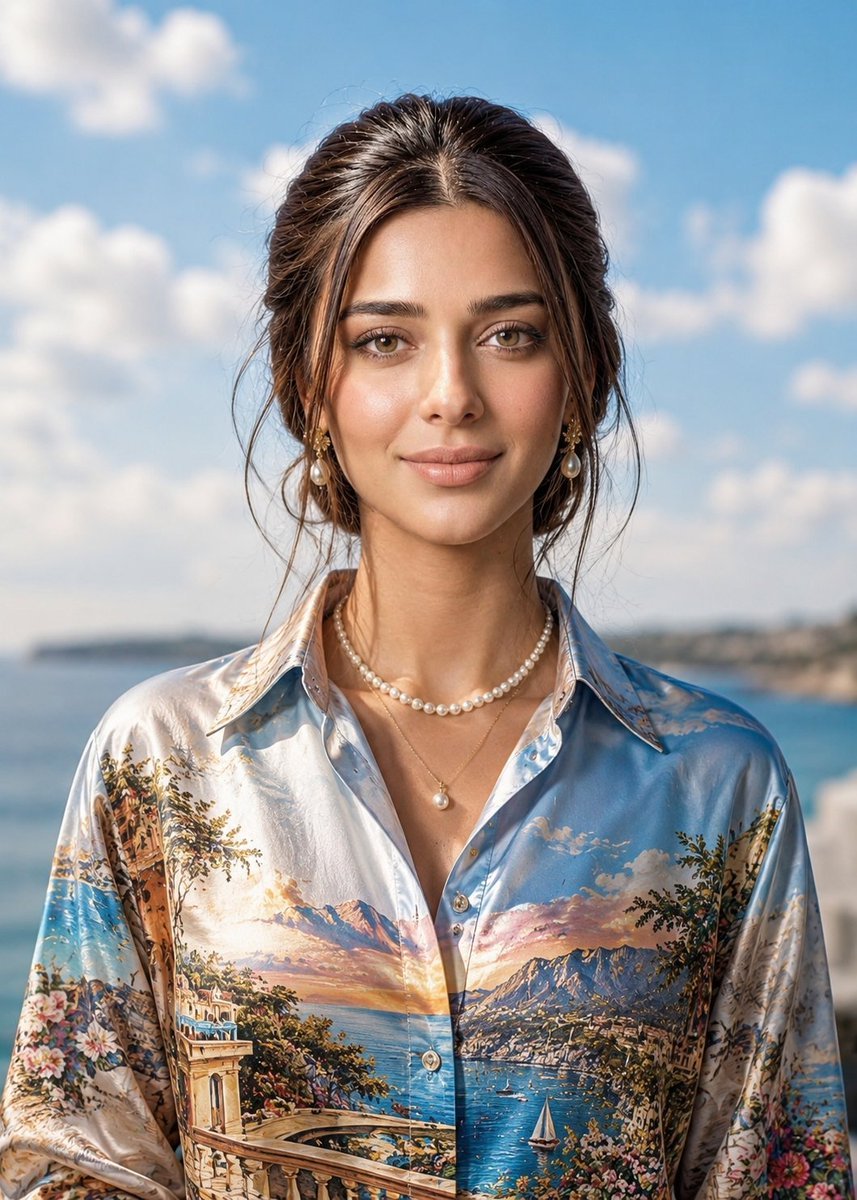 GPT IMAGE 2 on CHAT GPT: Prompt: Create an ultra-realistic luxury editorial outdoor portrait during golden daylight beneath a bright blue