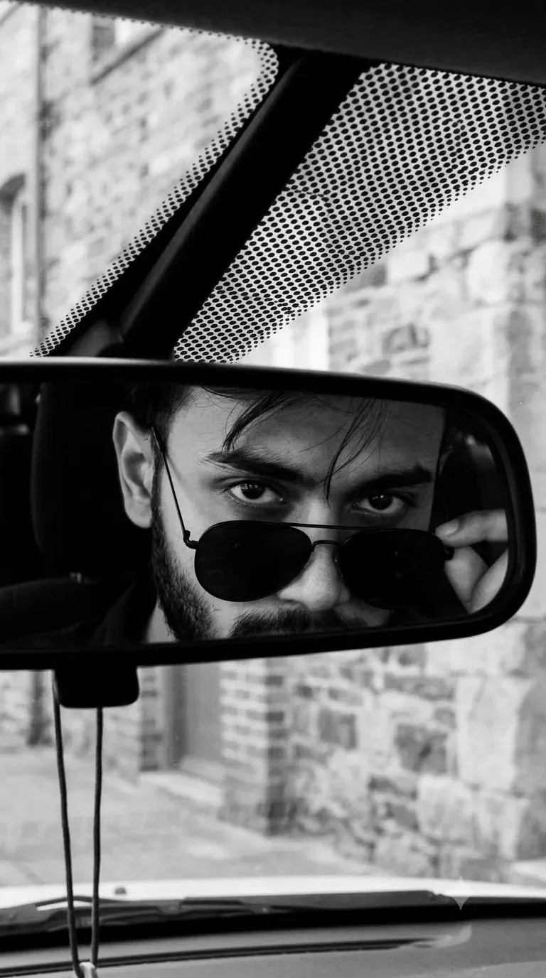 Create an ultra-realistic, high-resolution cinematic black-and-white automotive portrait based specifically on the uploaded reference