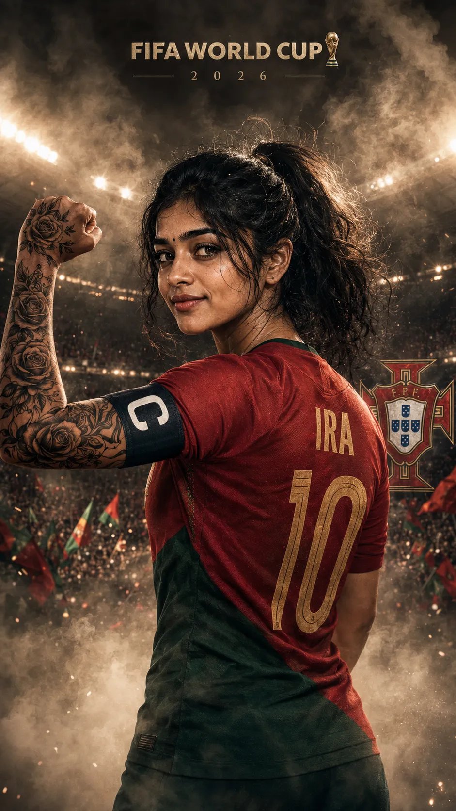 Woman football player triumph